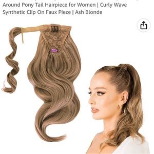 Clip in ponytail  18" mid-length with layered curls ash blonde